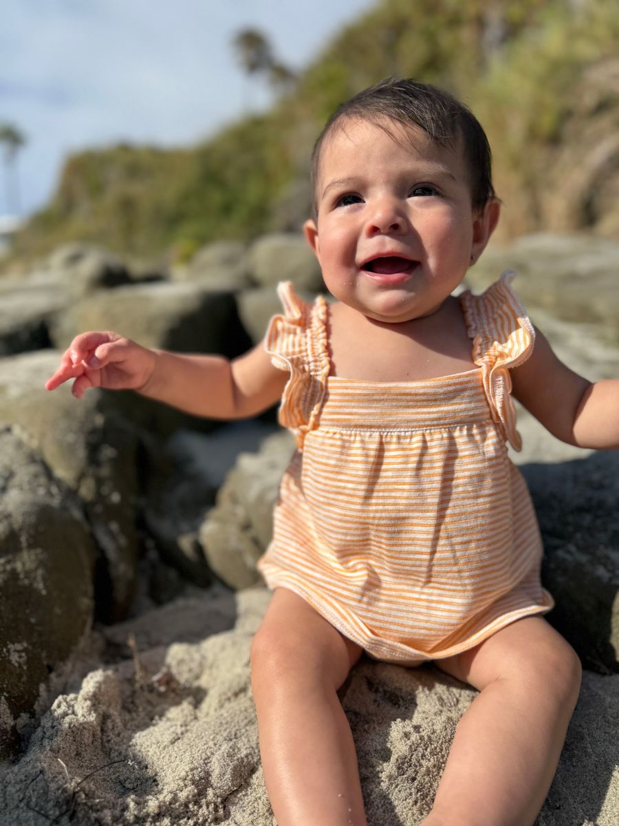 Maggie Onesie in Orange Stripe