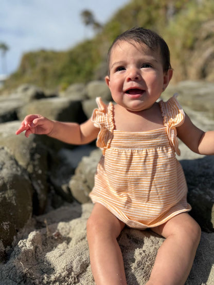 Maggie Onesie in Orange Stripe