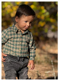 Jasper Woven Onesie - Green/Yellow washed plaid